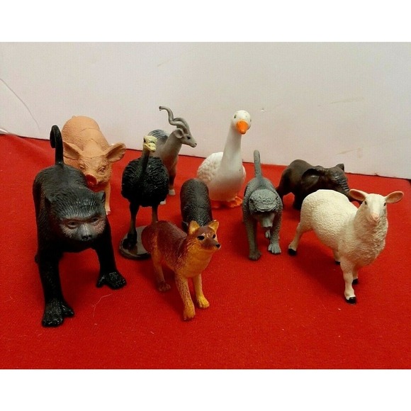 Other - Farm Zoo Animal Toy Figurines pig fox elephant ostrich lamb swan Hard Plastic